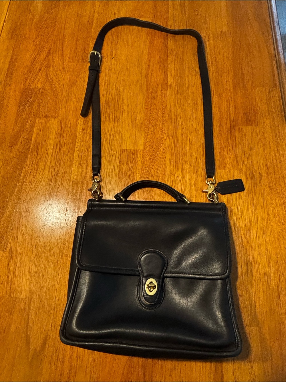 Vintage Coach Willis  Leather Top-Handle Crossbody Bag with Gold Hardware
